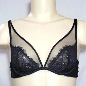 34A Soma Breathtaking Unlined Plunge UW Bra‎ Black NWT